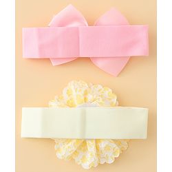 Babyhug Headbands With Floral & Bow Applique Pack of 2 - Pink & Yellow