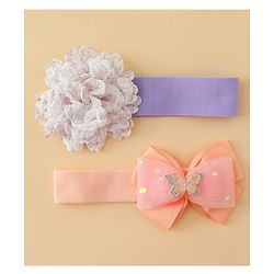 Babyhug Headbands With Floral & Bow Applique Pack of 2 - Pink & Yellow