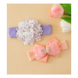 Babyhug Headbands With Floral & Bow Applique Pack of 2 - Pink & Yellow