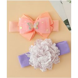 Babyhug Headbands With Floral & Bow Applique Pack of 2 - Pink & Yellow