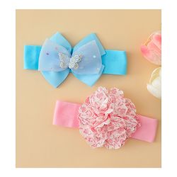 Babyhug Headbands With Floral & Bow Applique Pack of 2 - Pink & Yellow