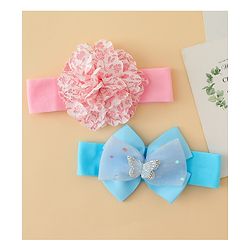 Babyhug Headbands With Floral & Bow Applique Pack of 2 - Pink & Yellow