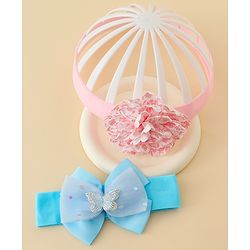 Babyhug Headbands With Floral & Bow Applique Pack of 2 - Pink & Yellow