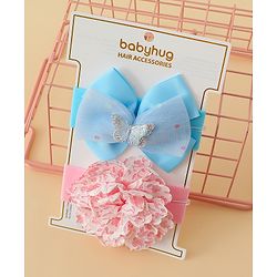 Babyhug Headbands With Floral & Bow Applique Pack of 2 - Pink & Yellow
