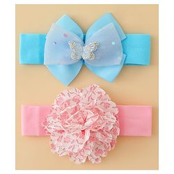 Babyhug Headbands With Floral & Bow Applique Pack of 2 - Pink & Yellow