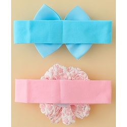 Babyhug Headbands With Floral & Bow Applique Pack of 2 - Pink & Yellow