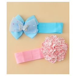 Babyhug Headbands With Floral & Bow Applique Pack of 2 - Pink & Yellow