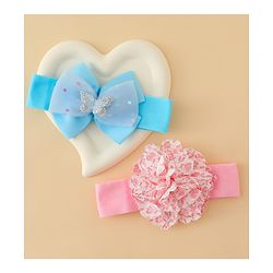 Babyhug Headbands With Floral & Bow Applique Pack of 2 - Pink & Yellow