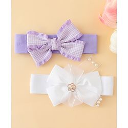 Babyhug Free Size Headbands With Bow Applique Pack of 2 - Multicolor