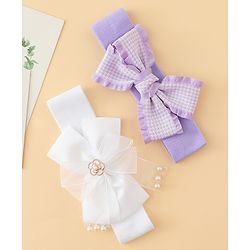 Babyhug Free Size Headbands With Bow Applique Pack of 2 - Multicolor