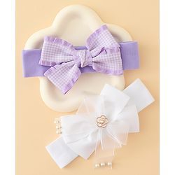 Babyhug Free Size Headbands With Bow Applique Pack of 2 - Multicolor