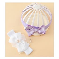 Babyhug Free Size Headbands With Bow Applique Pack of 2 - Multicolor