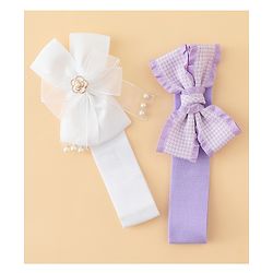 Babyhug Free Size Headbands With Bow Applique Pack of 2 - Multicolor