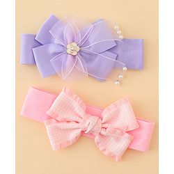 Babyhug Free Size Headbands With Bow Applique Pack of 2 - Multicolor