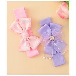 Babyhug Free Size Headbands With Bow Applique Pack of 2 - Multicolor