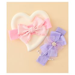 Babyhug Free Size Headbands With Bow Applique Pack of 2 - Multicolor