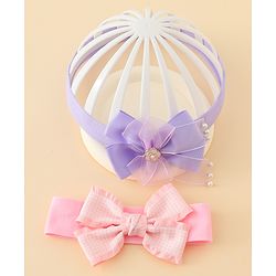 Babyhug Free Size Headbands With Bow Applique Pack of 2 - Multicolor