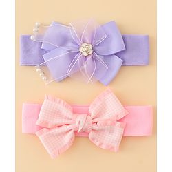 Babyhug Free Size Headbands With Bow Applique Pack of 2 - Multicolor
