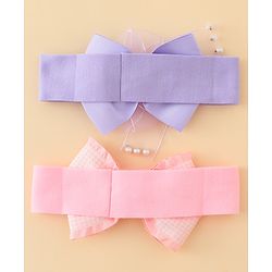 Babyhug Free Size Headbands With Bow Applique Pack of 2 - Multicolor