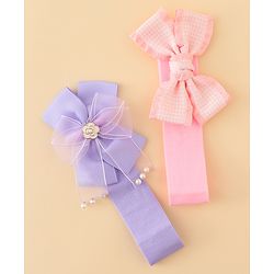 Babyhug Free Size Headbands With Bow Applique Pack of 2 - Multicolor