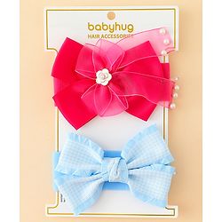 Babyhug Free Size Headbands With Bow Applique Pack of 2 - Multicolor
