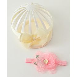 Babyhug Headbands With Bow & Floral Applique Pack of 2 - Cream & Pink