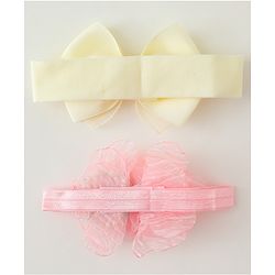 Babyhug Headbands With Bow & Floral Applique Pack of 2 - Cream & Pink