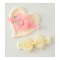 Babyhug Headbands With Bow & Floral Applique Pack of 2 - Cream & Pink
