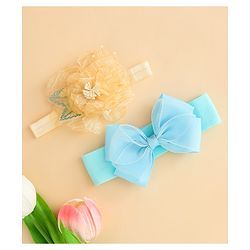 Babyhug Headbands With Bow & Floral Applique Pack of 2 - Cream & Pink