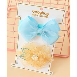 Babyhug Headbands With Bow & Floral Applique Pack of 2 - Cream & Pink