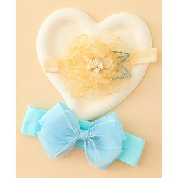Babyhug Headbands With Bow & Floral Applique Pack of 2 - Cream & Pink