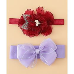 Babyhug Headbands With Bow & Floral Applique Pack of 2 - Cream & Pink