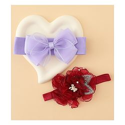 Babyhug Headbands With Bow & Floral Applique Pack of 2 - Cream & Pink