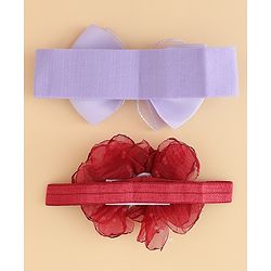 Babyhug Headbands With Bow & Floral Applique Pack of 2 - Cream & Pink