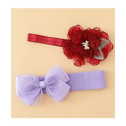 Babyhug Headbands With Bow & Floral Applique Pack of 2 - Cream & Pink