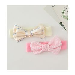 Babyhug Bow Applique Headbands Pack of 2 - Cream & Pink