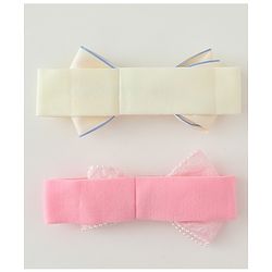 Babyhug Bow Applique Headbands Pack of 2 - Cream & Pink
