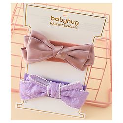 Babyhug Bow Applique Headbands Pack of 2 - Cream & Pink