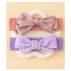 Babyhug Bow Applique Headbands Pack of 2 - Cream & Pink