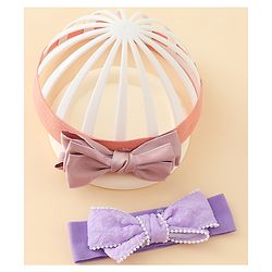 Babyhug Bow Applique Headbands Pack of 2 - Cream & Pink