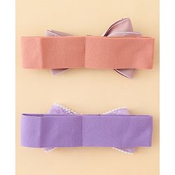 Babyhug Bow Applique Headbands Pack of 2 - Cream & Pink