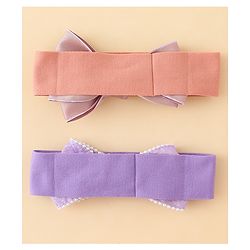 Babyhug Bow Applique Headbands Pack of 2 - Cream & Pink