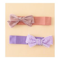 Babyhug Bow Applique Headbands Pack of 2 - Cream & Pink