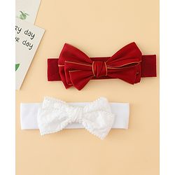 Babyhug Bow Applique Headbands Pack of 2 - Cream & Pink