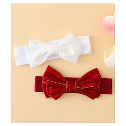 Babyhug Bow Applique Headbands Pack of 2 - Cream & Pink