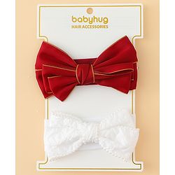 Babyhug Bow Applique Headbands Pack of 2 - Cream & Pink