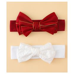 Babyhug Bow Applique Headbands Pack of 2 - Cream & Pink