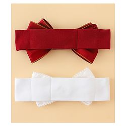 Babyhug Bow Applique Headbands Pack of 2 - Cream & Pink