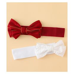 Babyhug Bow Applique Headbands Pack of 2 - Cream & Pink
