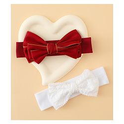 Babyhug Bow Applique Headbands Pack of 2 - Cream & Pink